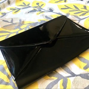 Vintage Shiny Clutch Black Envelope Purse